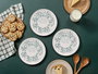 Hermia Set de 6 platos de postre Green Leaf en porcelana verde y blanco